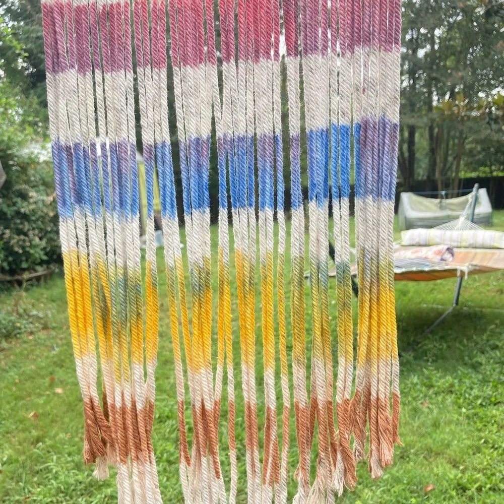 RAINBOW Handcrafted Macramé Wall Hanging with Metal Ring 29 x 10 inches